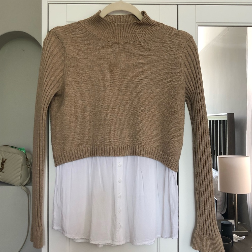 Tan Fall Sweater - Faux layering